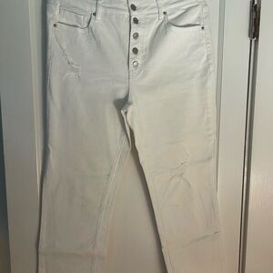 Time and Tru White Distressed Ankle Jeans